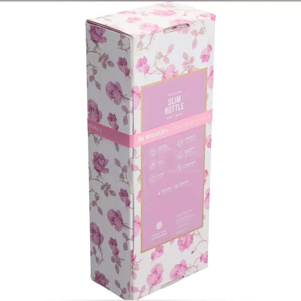 Stanley x LoveShackFancy All Day Slim Bottle 20 oz Ribbon Rosa - Picture 6 of 6